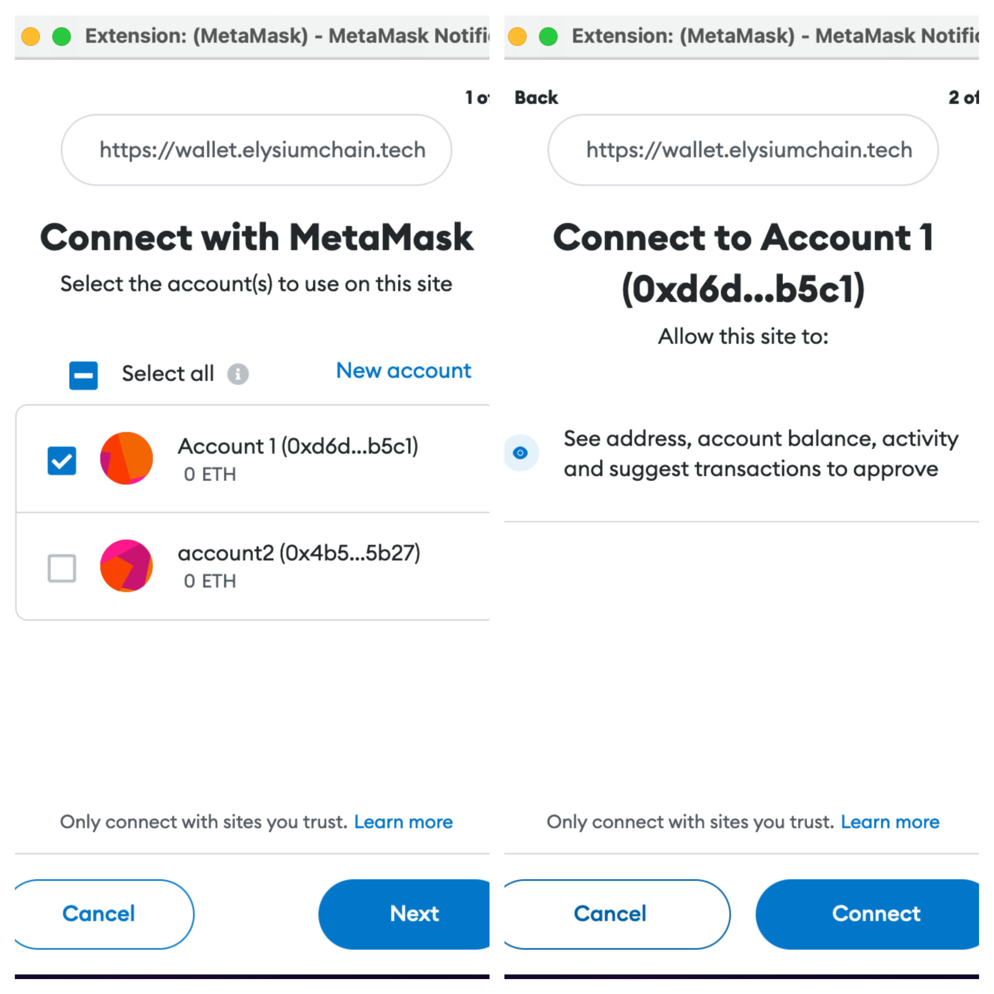 Add accounts to MetaMask