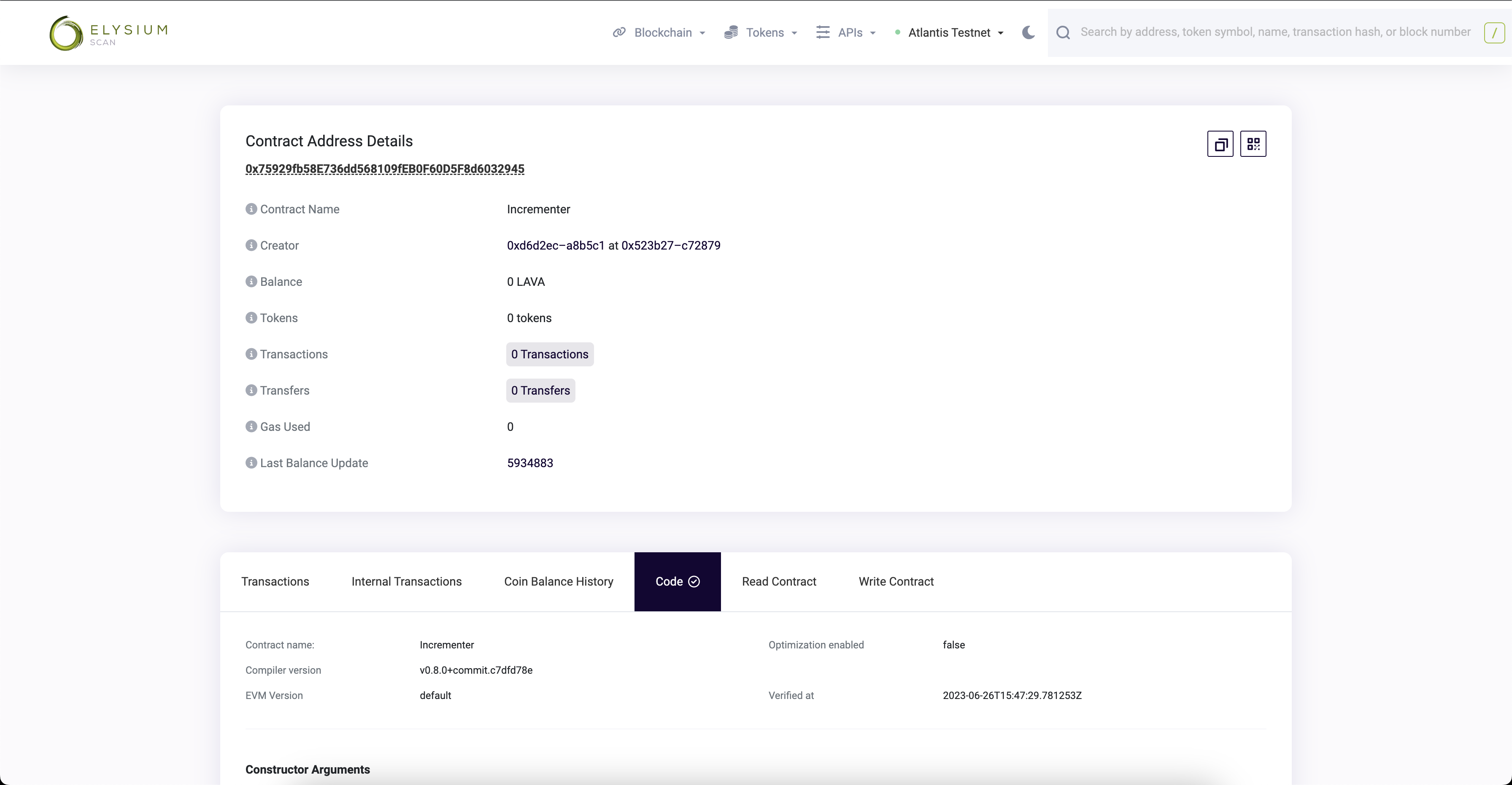 BlockScout Result Page